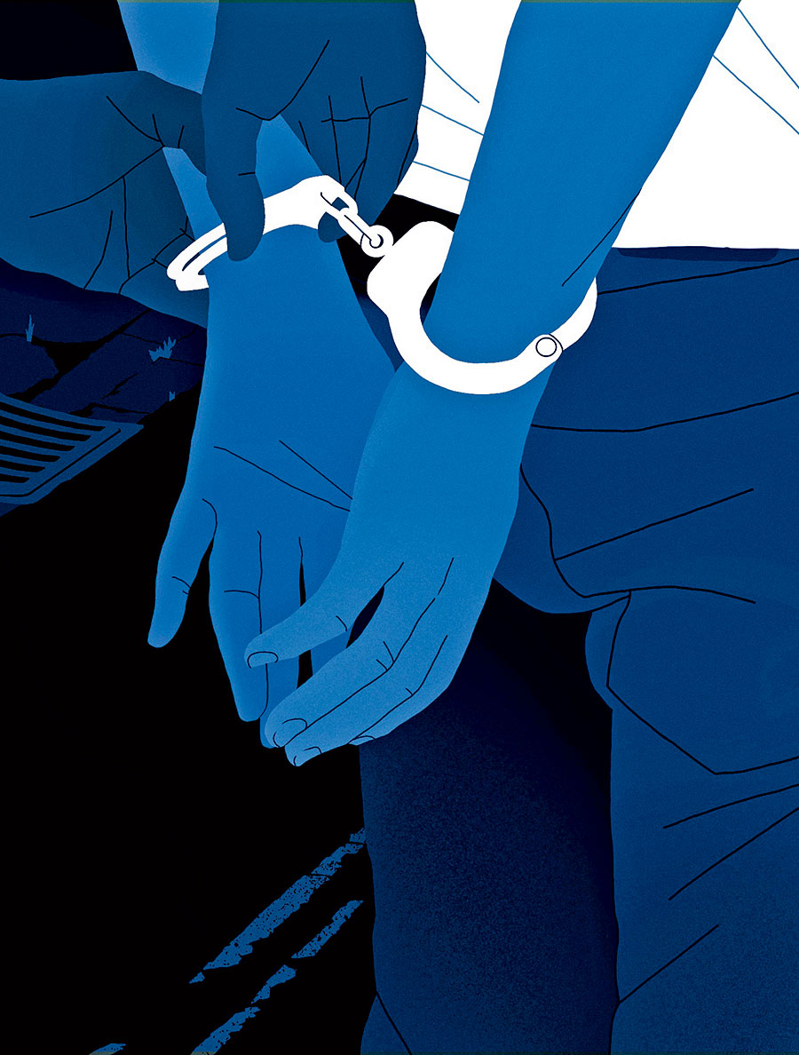 Person in handcuffs illustration by Stephanie Shafer