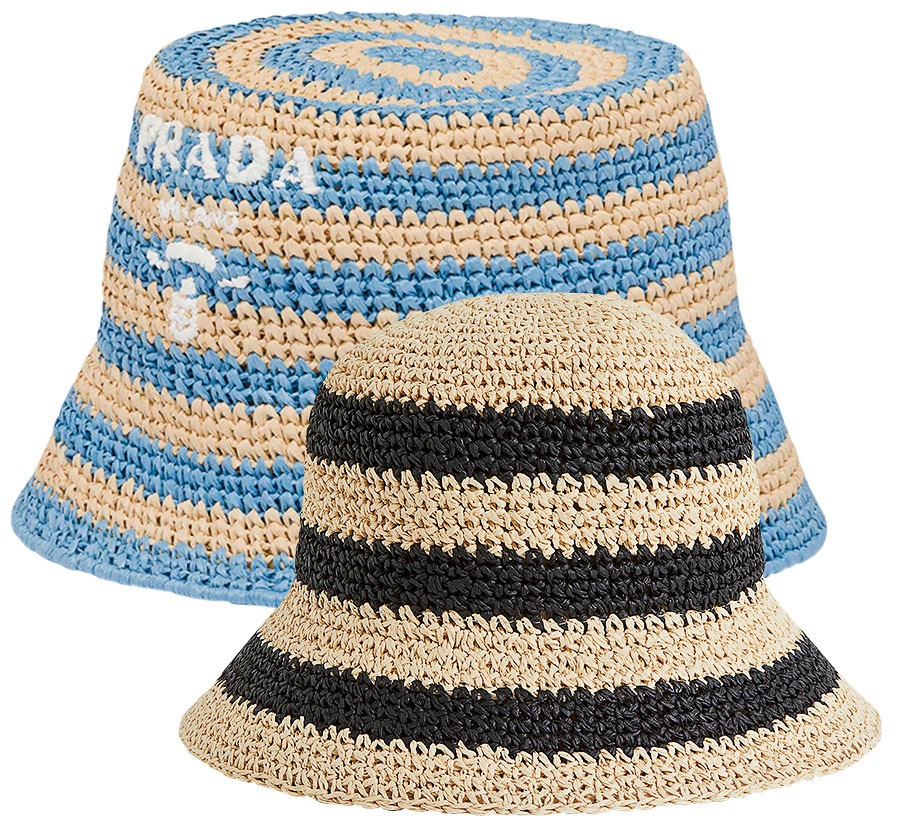 Raffia bucket hat and crochet bucket hat