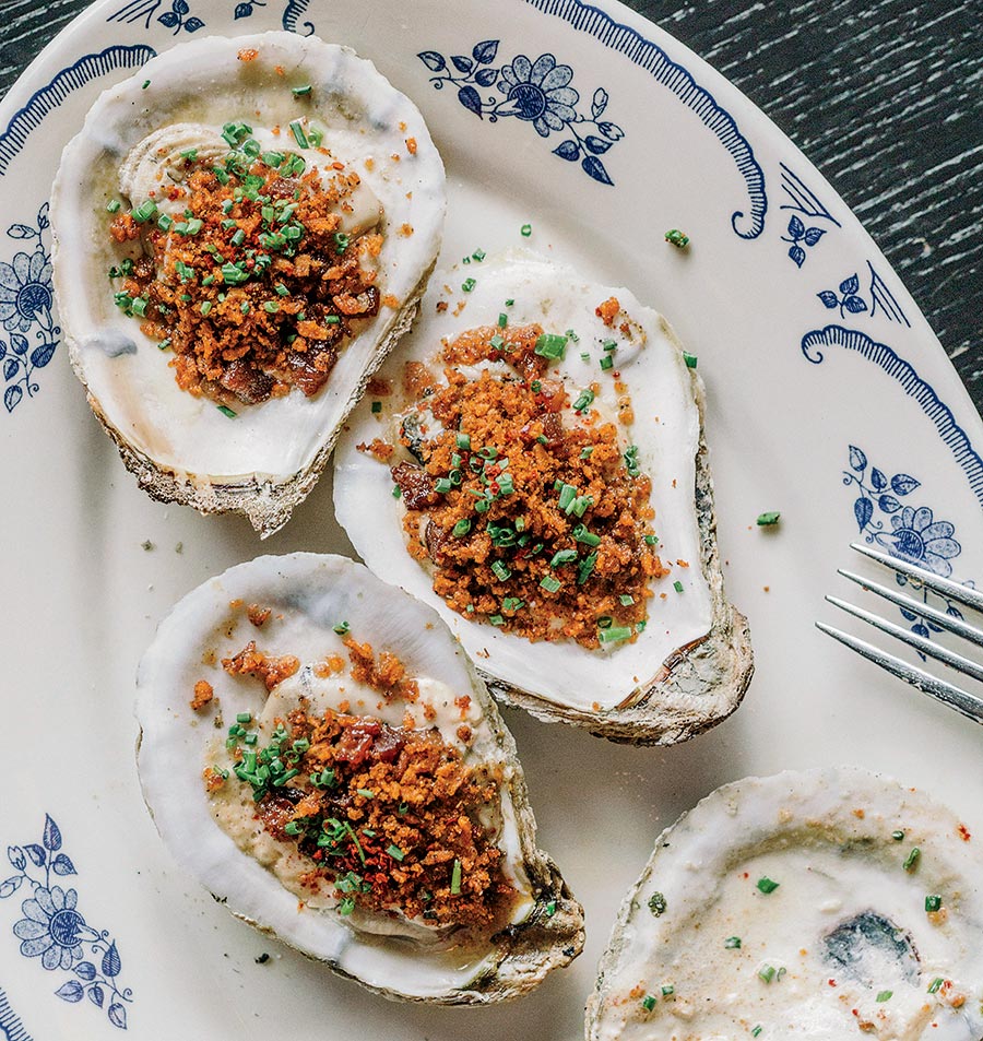 John Manion’s Grilled Oysters With Onion Aïoli
