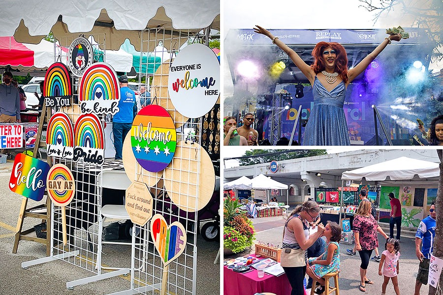 Clockwise from left: Lake County PrideFest, Andersonville Midsommarfest, and Family Pride in Jarvis Square