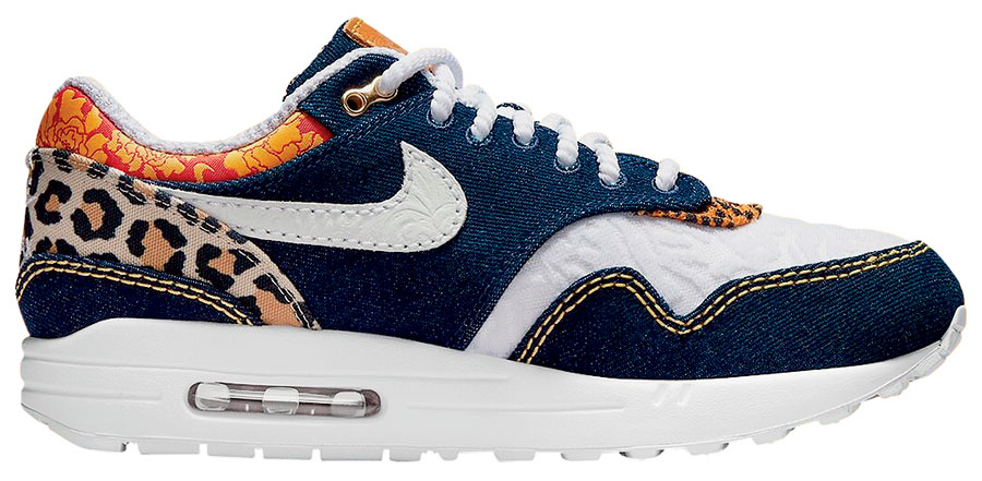 Air Max 1 premium denim leopard sneakers