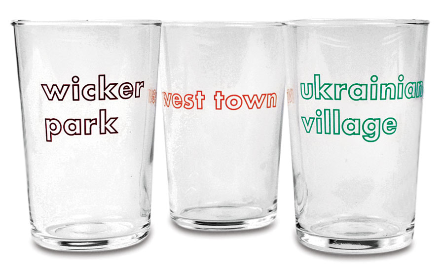 Chicago neighborhood juice glasses