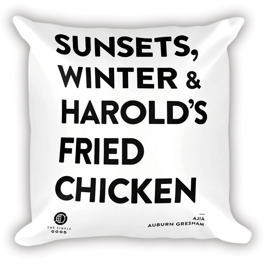 A Chicago-themed throw pillow