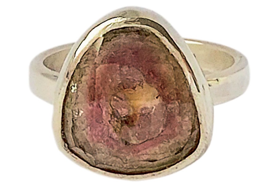 Watermelon tourmaline ring