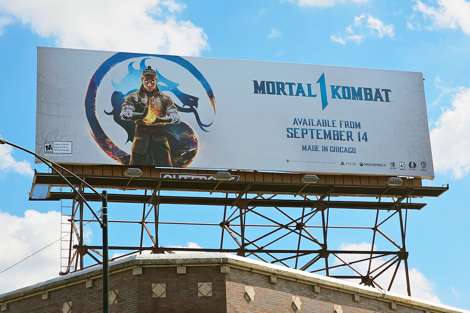 The “Made in Chicago” ‘Mortal Kombat 1’ billboard at Belmont and California in the Avondale neighborhood.