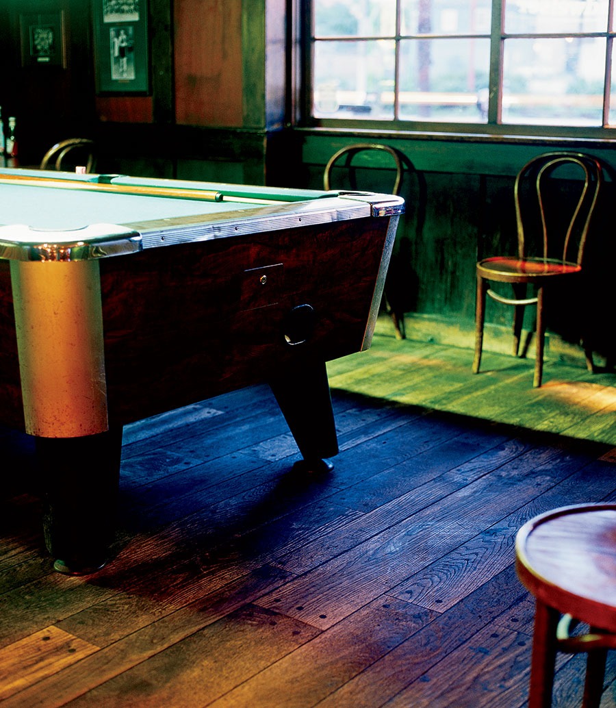 A pool table