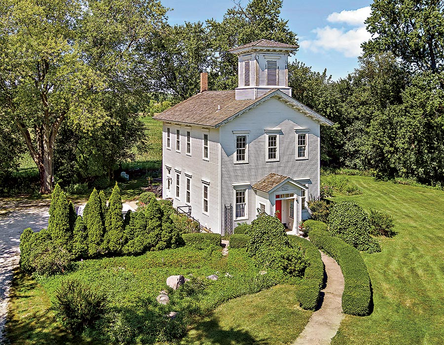 Outside the La Fox schoolhouse-turned-home