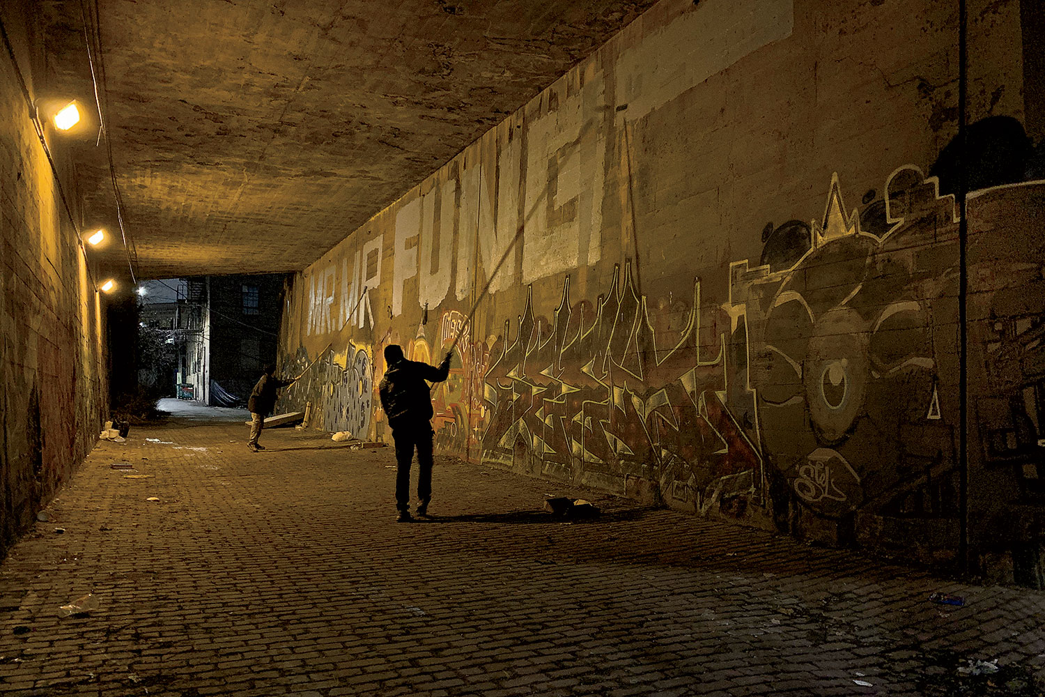 Mr. Mr. Fungi tagging a tunnel wall