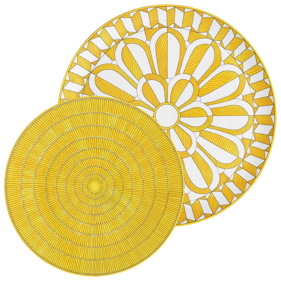 Soleil d’Hermès porcelain tart platter and presentation plate
