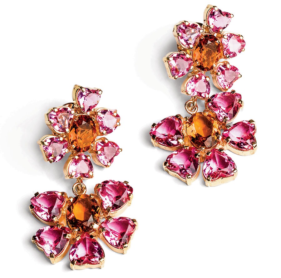 Pakera Pakera Las Flores 18-karat gold-plated earrings with glass stones