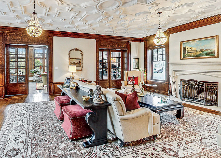 The living room in the Winnetka mansion