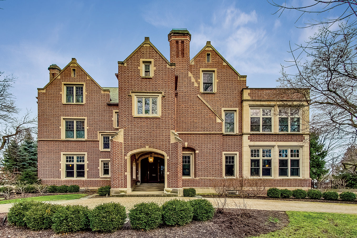 The exterior of the Winnetka mansion