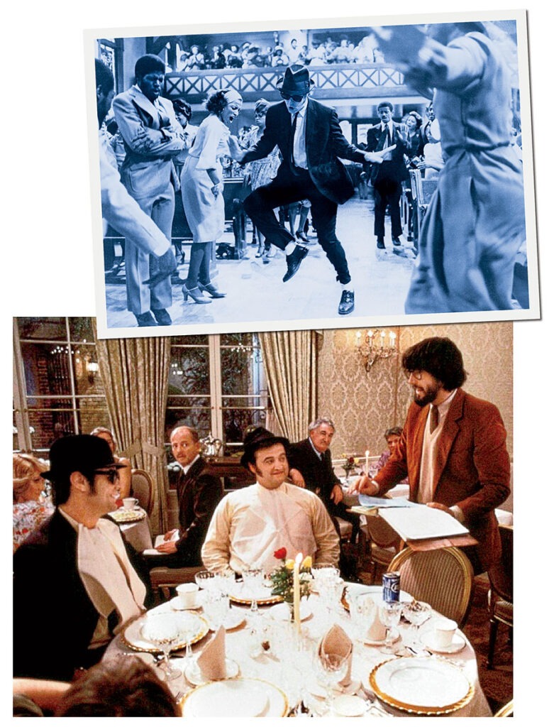 Dan Aykroyd dancing in the church scene, and with John Belushi in a restaurant scene