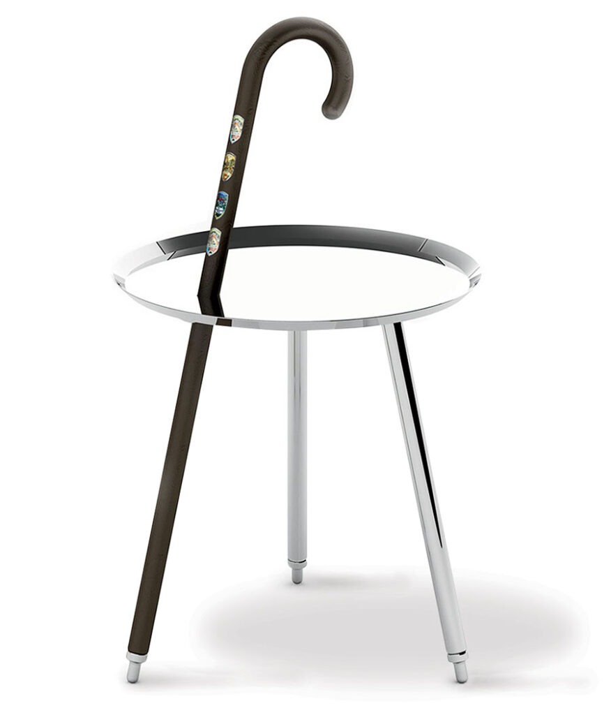 Marcel Wanders chromed steel with aluminum wood transfer Urbanhike table