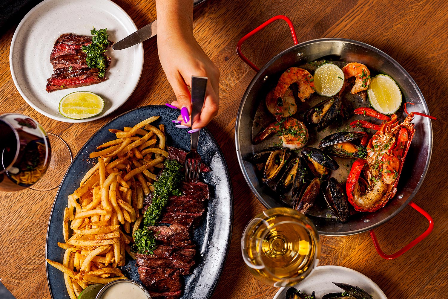 Seafood Platter and Steak Fritas