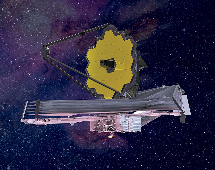 An illustration of the James Webb Space Telescope