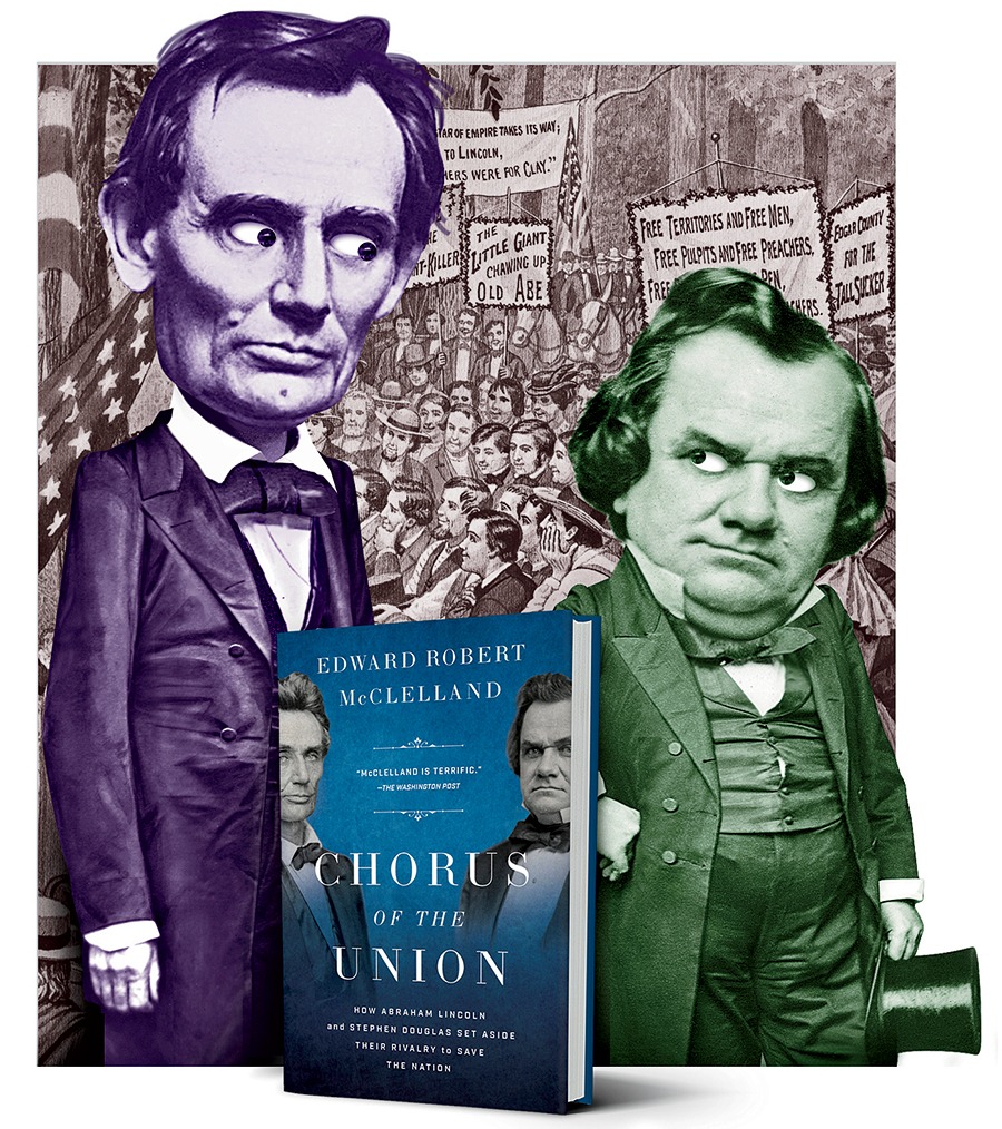 Photo illustration of Abraham Lincoln and Stephen Douglas