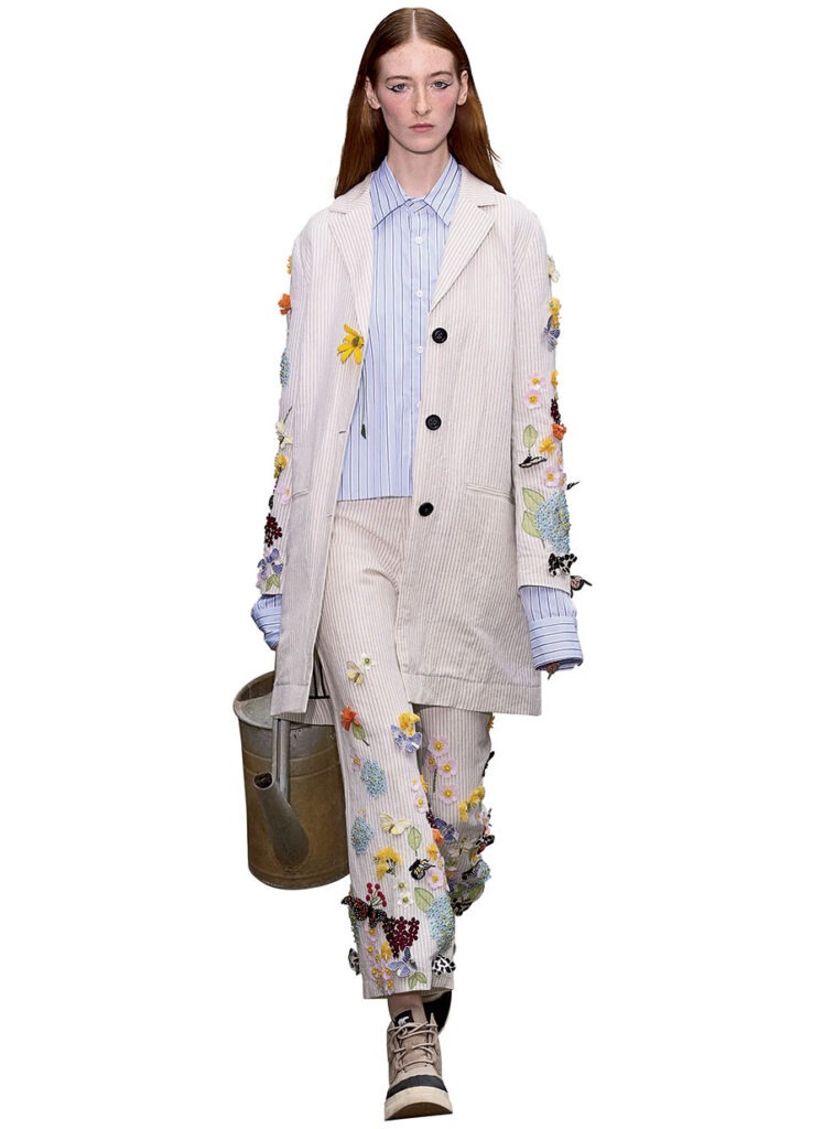 Libertine Butterfly Fields embellished work coat and cropped trousers