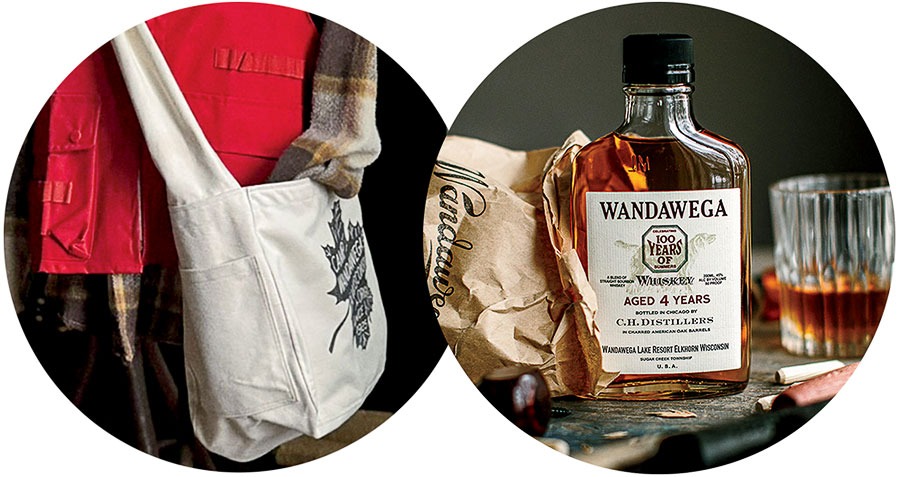 A utility bag and a bottle of CH Distillery bourbon