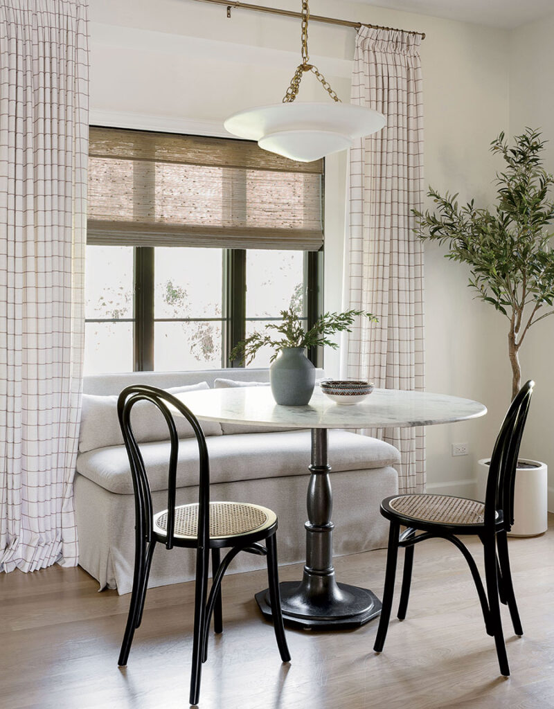 The breakfast nook, with its natural-setting feel, was designed to recall the Palestinian tradition of starting the day with Arabic coffee outdoors.