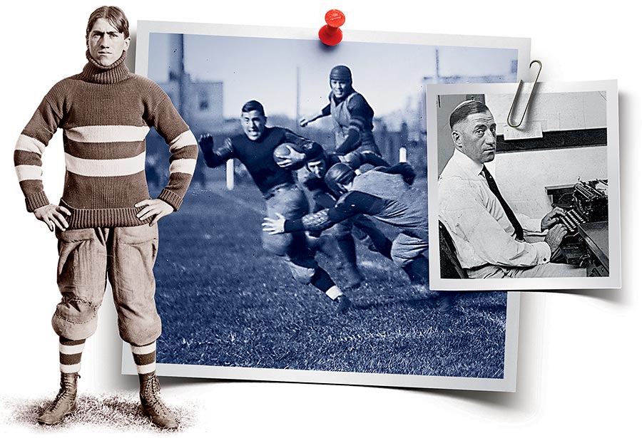 From left: Eckersall while at Hyde Park High School; playing for the University of Chicago; in 1921 as a Tribune sportswriter.
