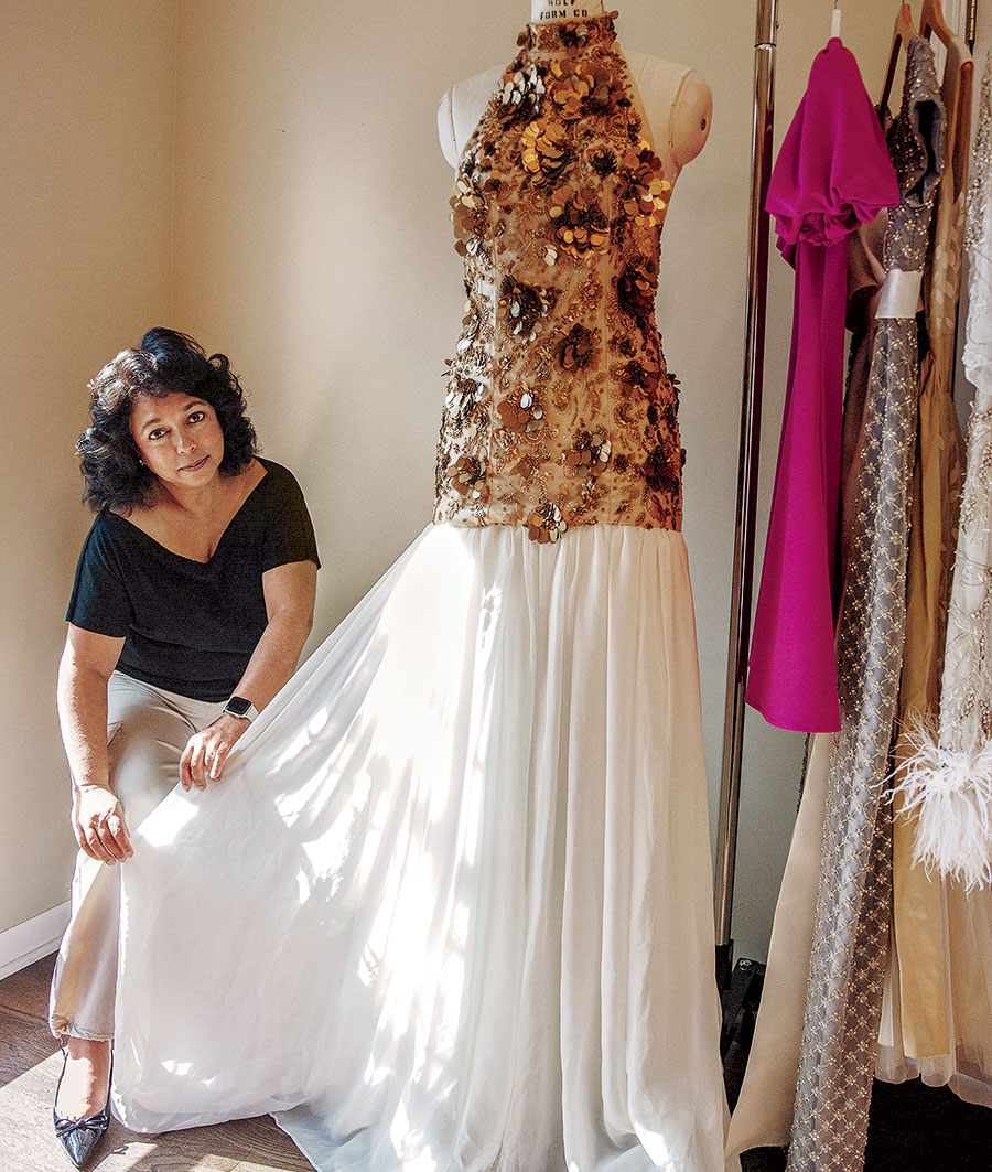 Gazder with her Linden gown ($4,895)