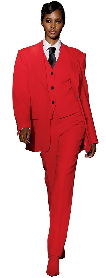 Sergio Hudson wool crepe blazer, halter vest, and trousers