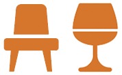 Orange chair and wine glass icons