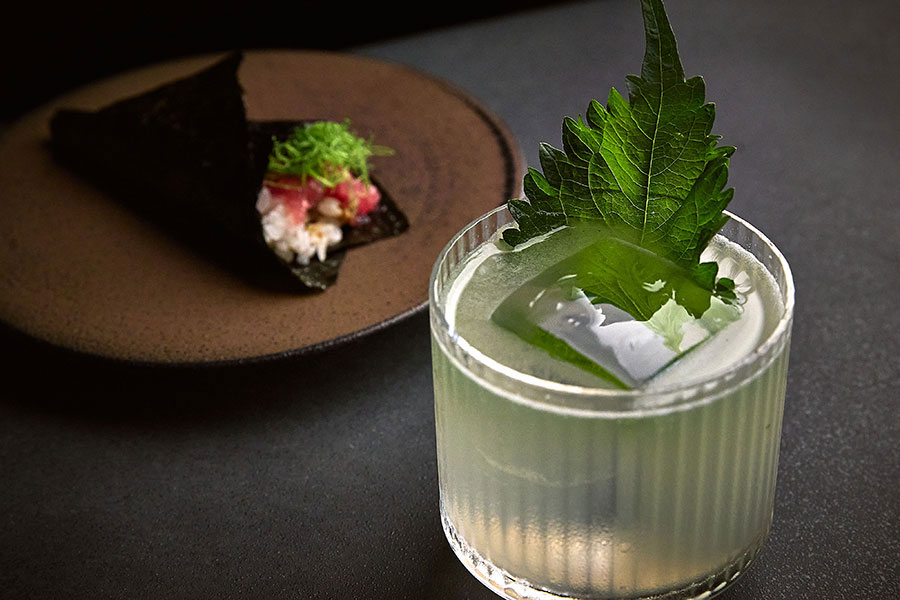 Food and a cocktail at Midōsuji