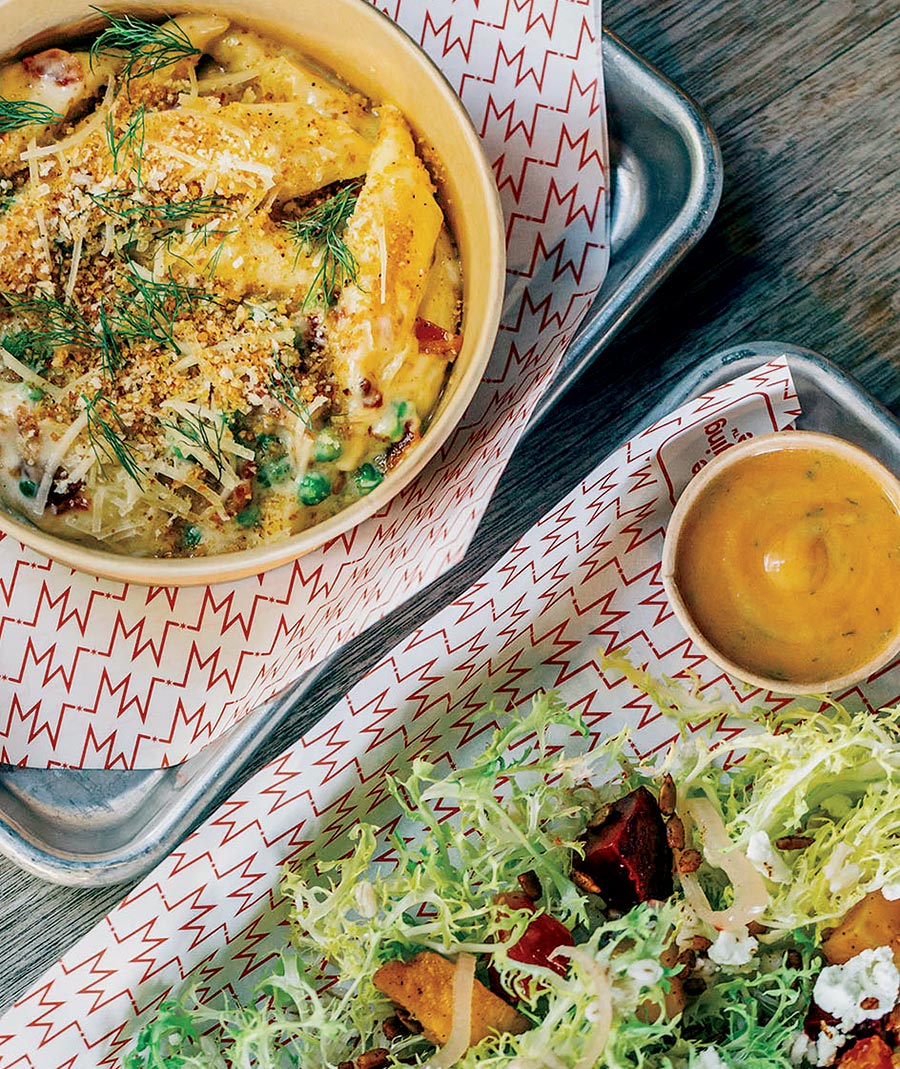 Lazy dumplings and fall pub salad
