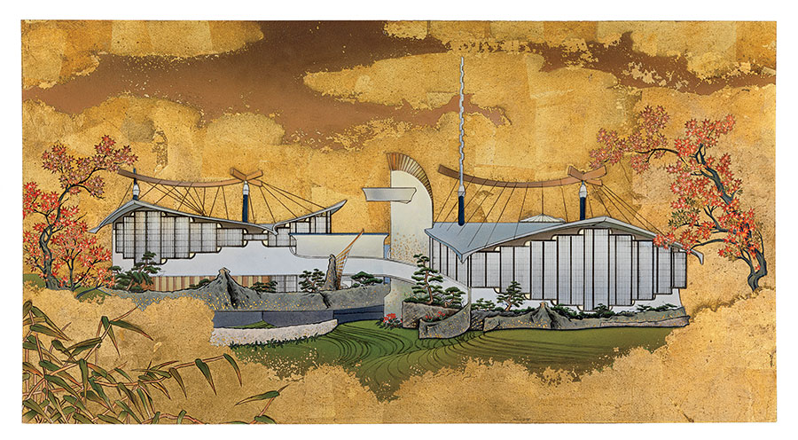 Goff’s expressionist designs appear in the drawing of the Pavilion for Japanese Art, built in Los Angeles in the 1980s.