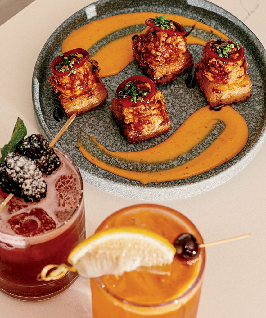 Cocktails and tuna crispy rice at Signature Steak