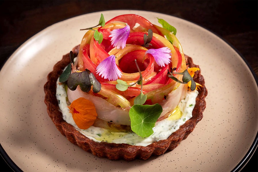 A flower-shaped dish at Atelier