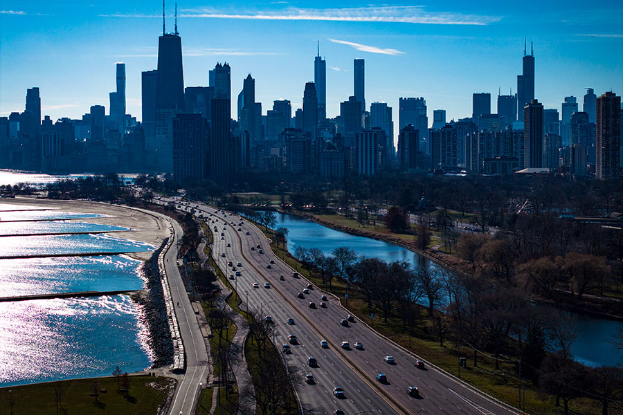 Lake Shore Drive and Chicago's skyline