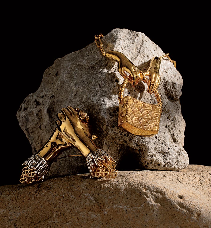 A necklace and brooch from Jenna London