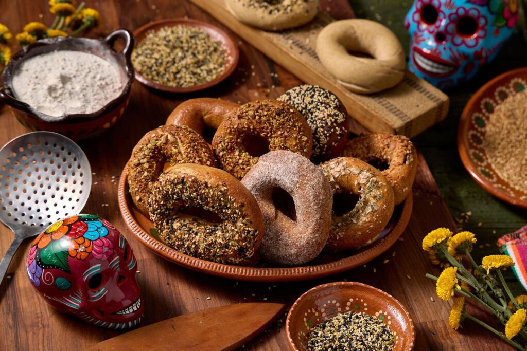 A variety of bagels at Rosca