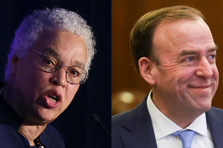 a photo of Toni Preckwinkle and a photo of Brendan Reilly
