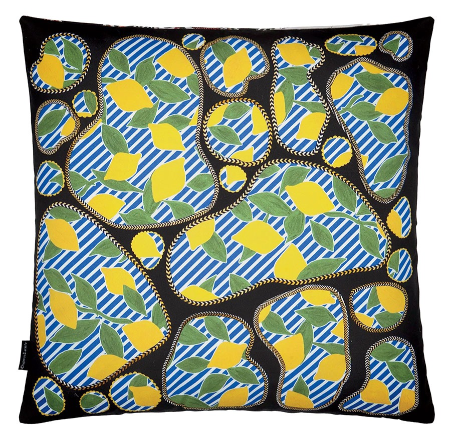 Christian Lacroix Lemon Pebbles cotton pillow with feather fill