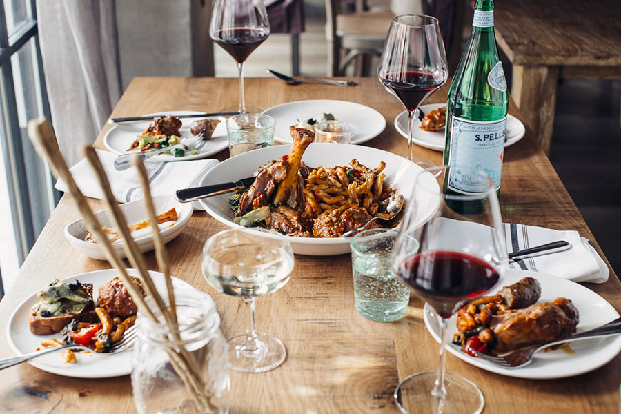 a table set with food at Monteverde