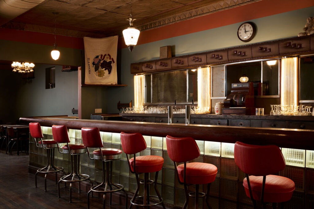 A view of the bar at Belmont Tavern