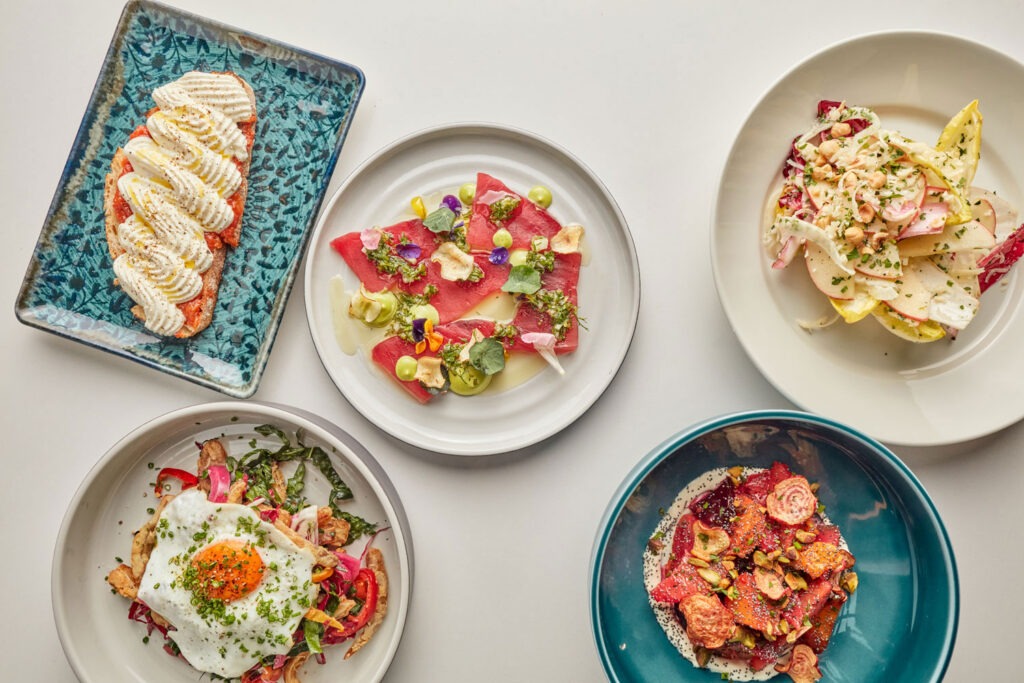 Various dishes on display at The Purple Pig