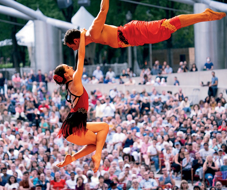 Two performers doing an aerial routine in ‘Cirque: A Space Odyssey’