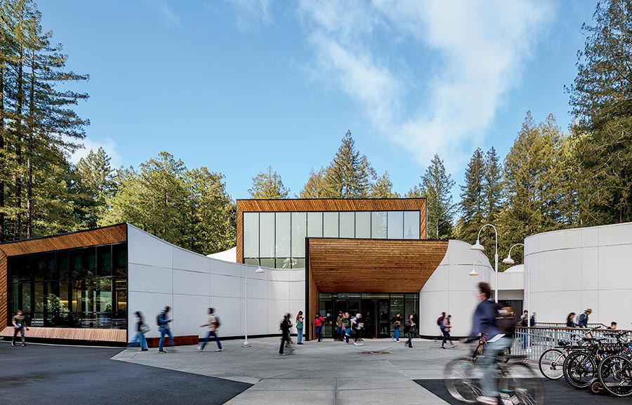 A building displaying bird-friendly architecture